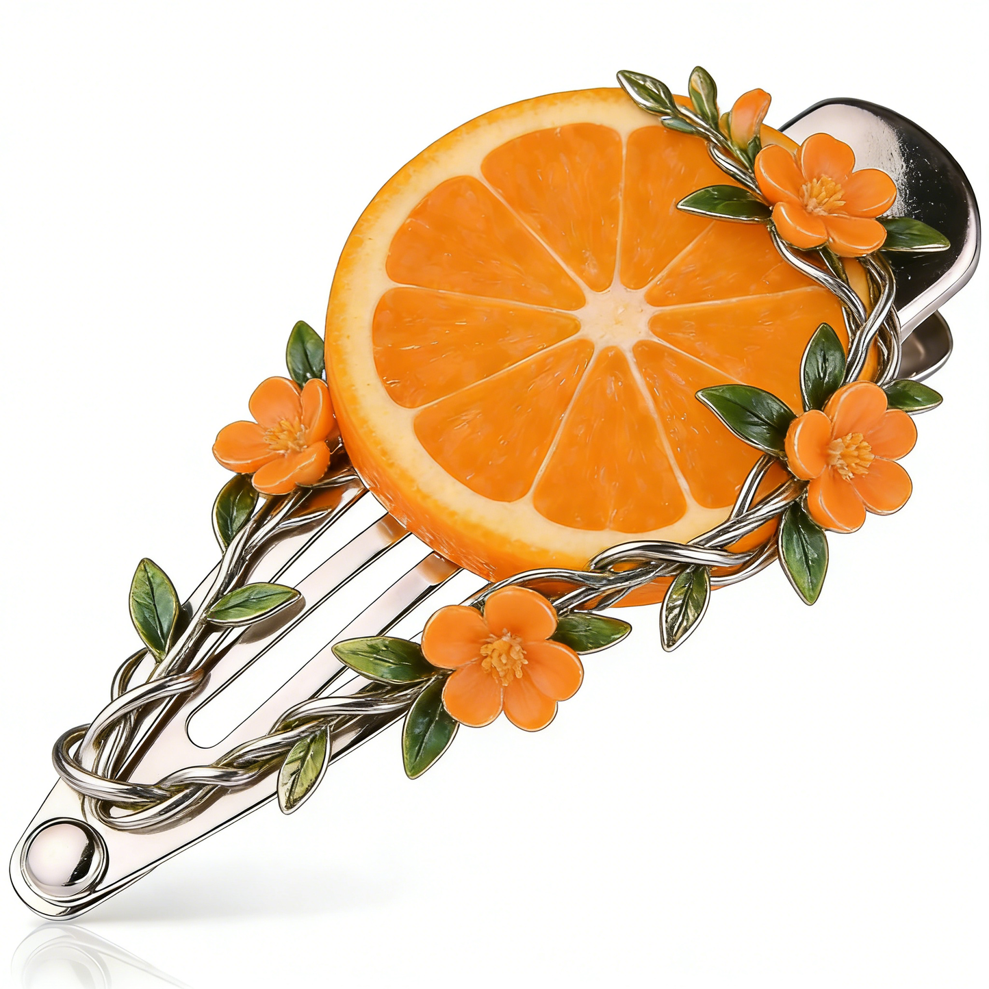 Orange Slice Flower Hair Clip