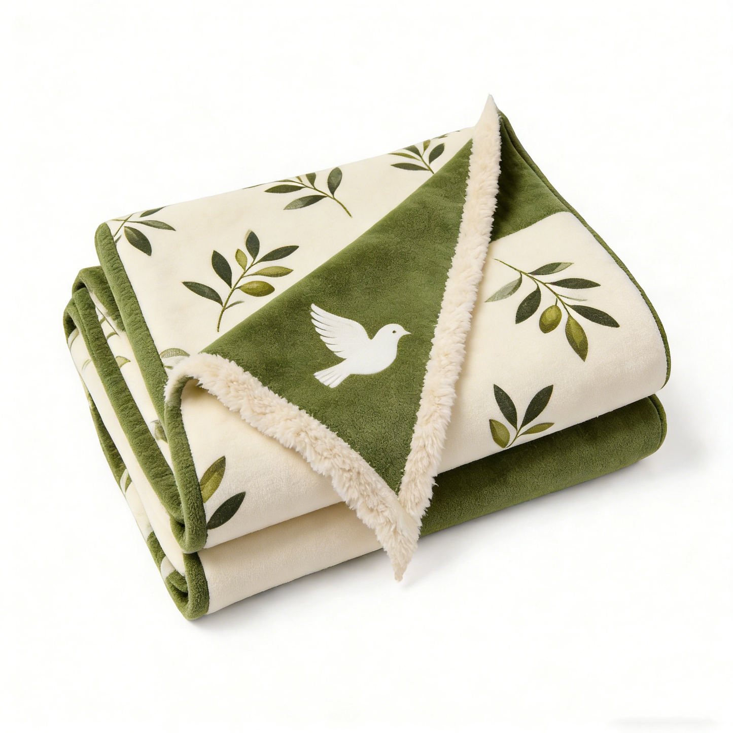 Olive Dove Fleece Throw Blanket