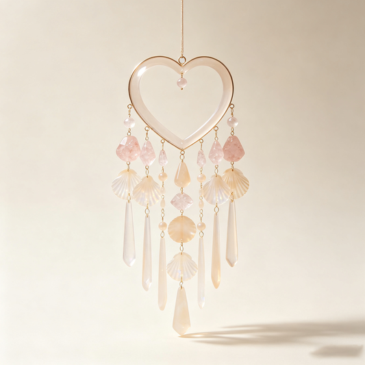Heart Shell Rose Quartz Wind Chime
