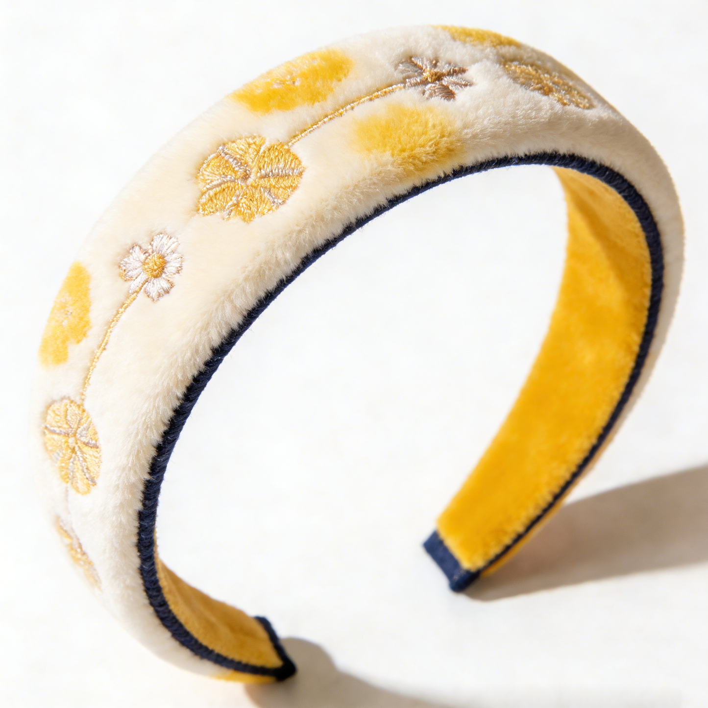 Yellow Floral Embroidered Headband