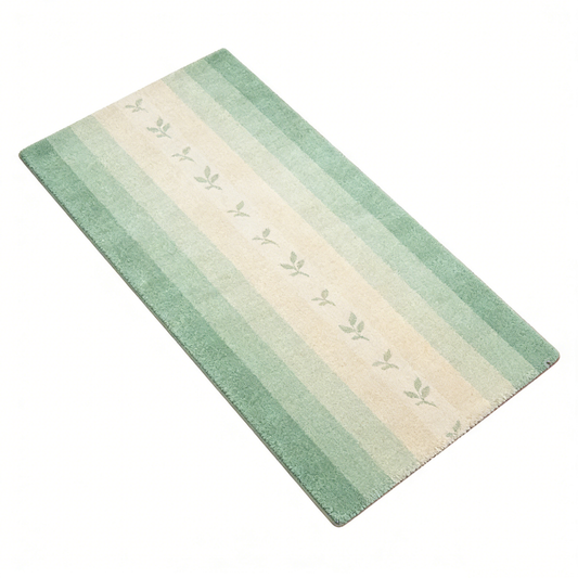 Mint Green Leaf Stripe Rug