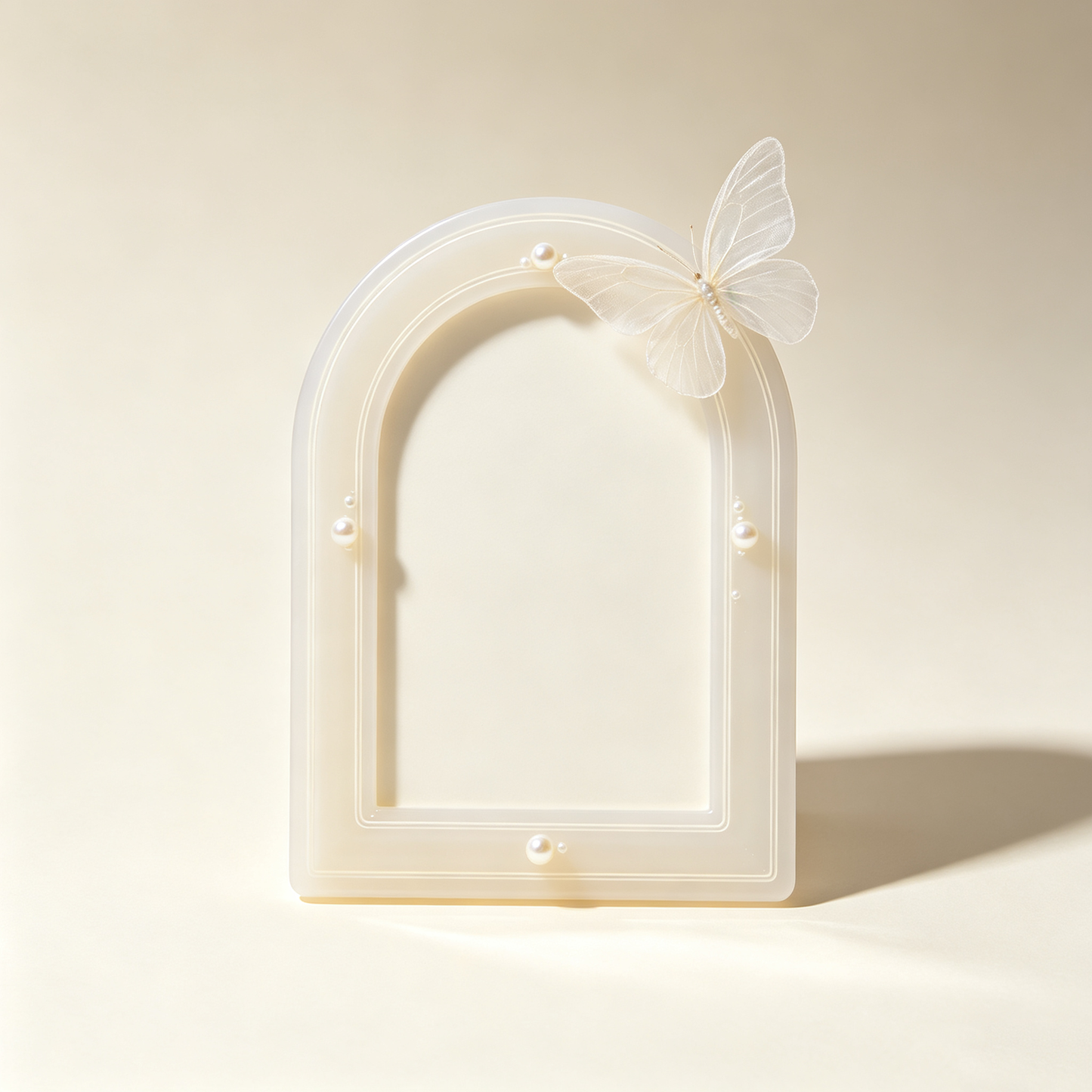 Cream Arch Pearl Butterfly Acrylic Photo Frame