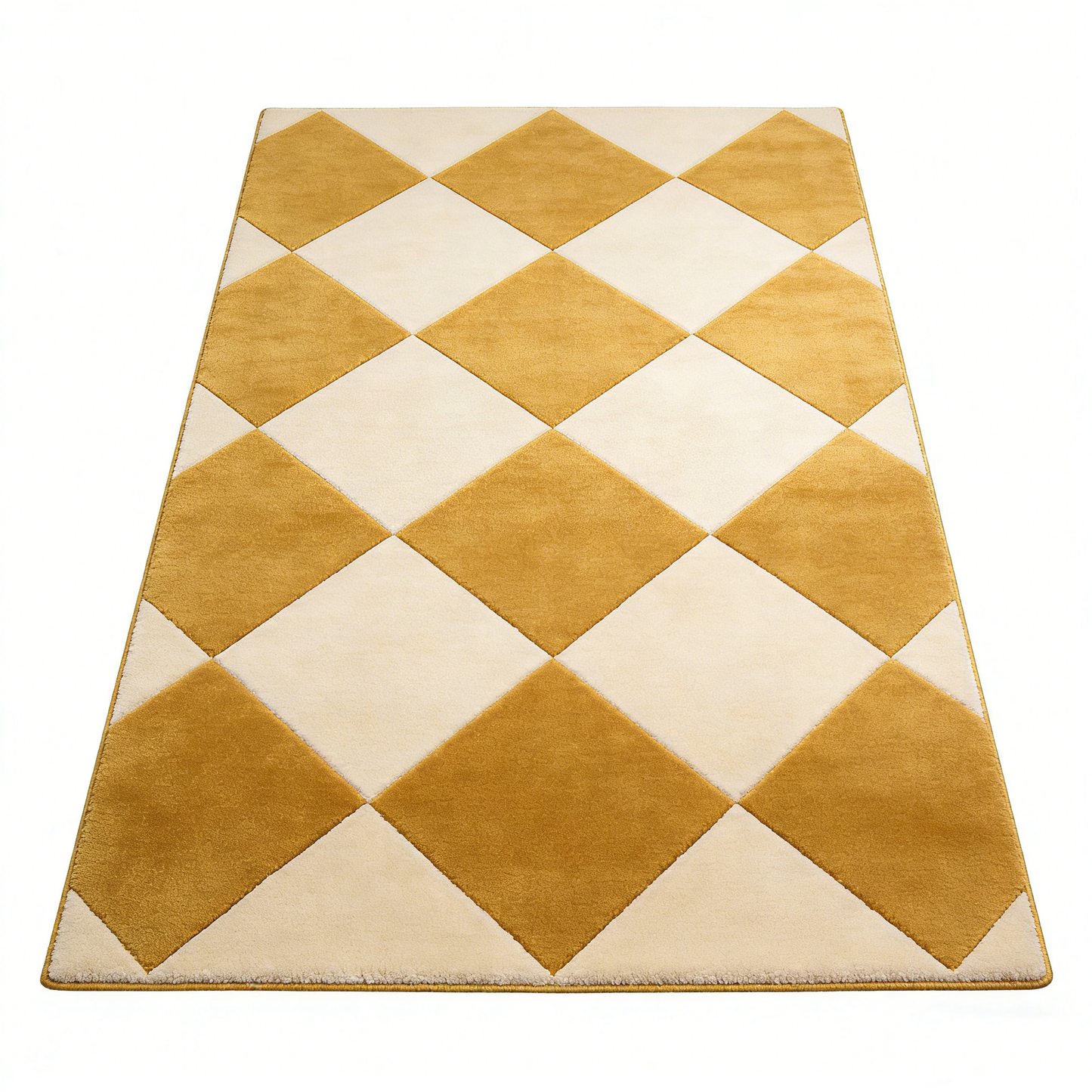 Golden Yellow Diamond Check Rug