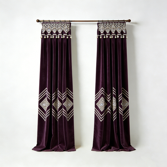 Purple Velvet Diamond Curtain