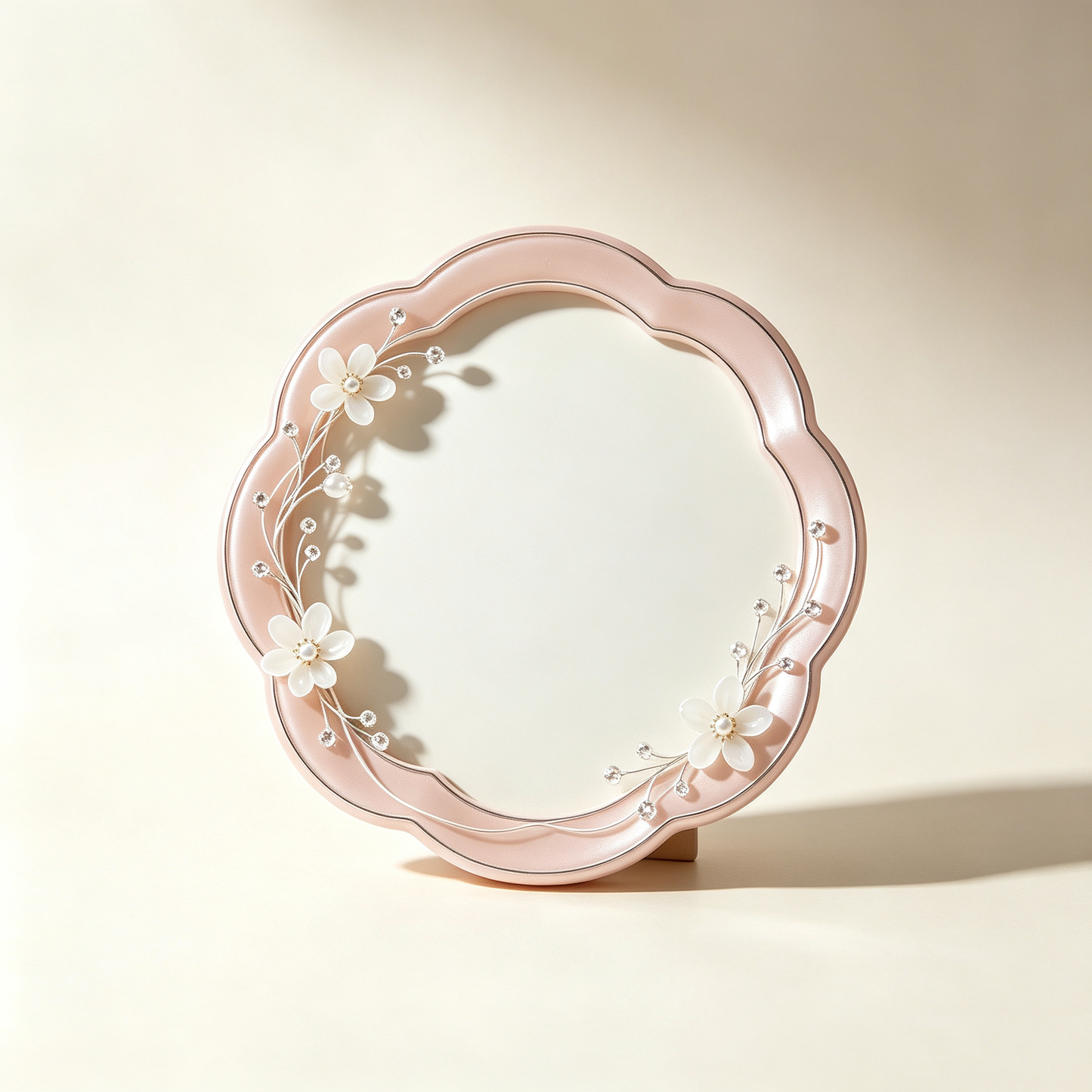 Pink Scalloped Floral Rhinestone Photo Frame