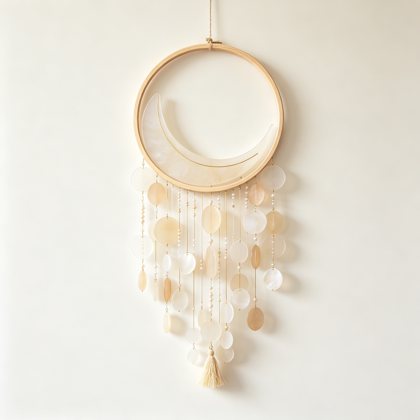 Crescent Moon Shell Dreamcatcher Wall Hanging