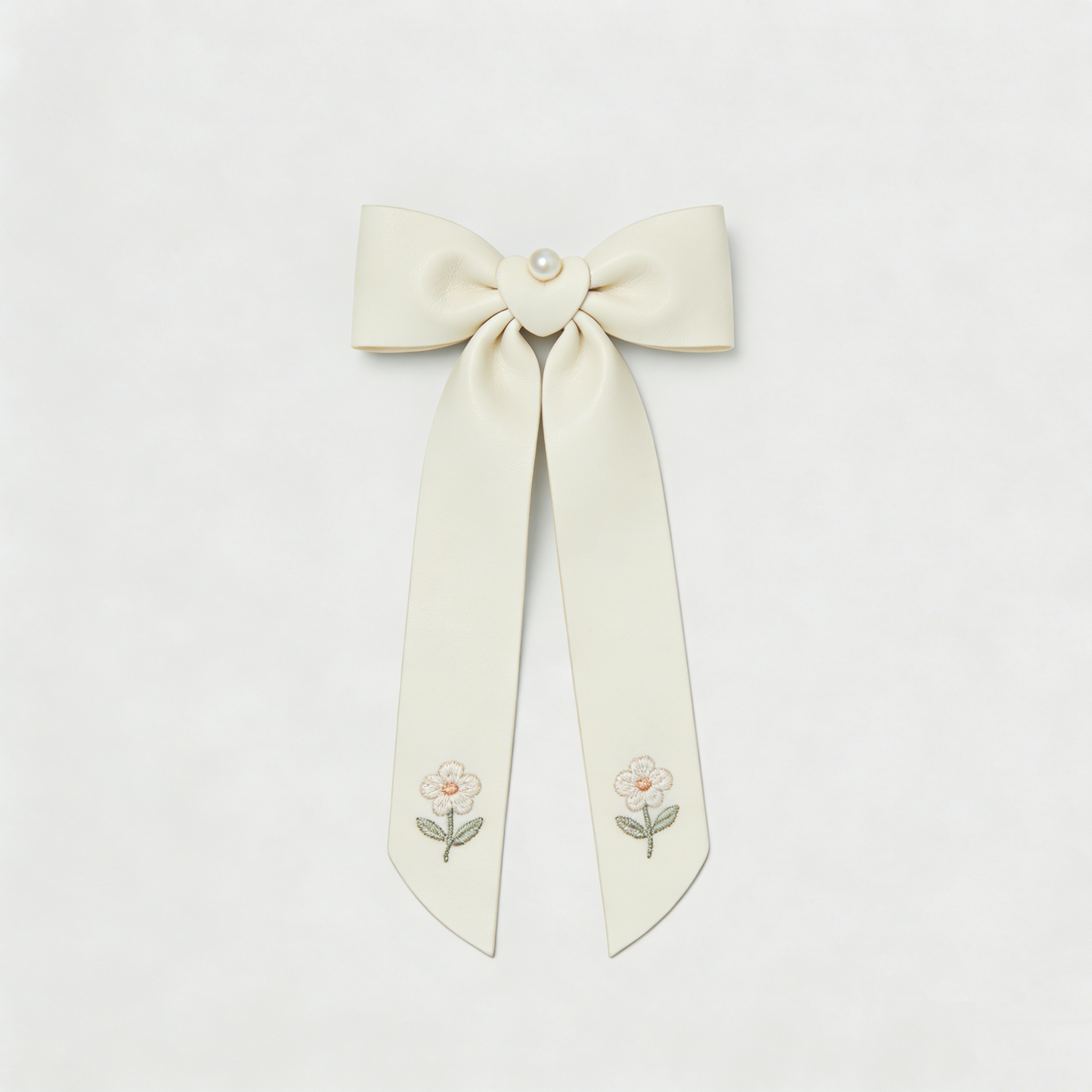 Leather Flower Bow Hair Clip