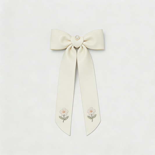 Leather Flower Bow Hair Clip