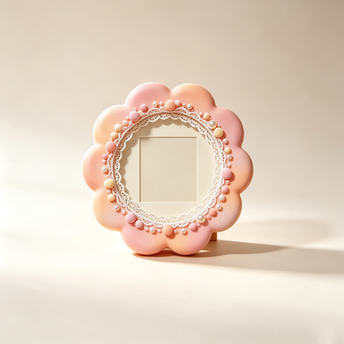 Gradient Flower‑Shaped Lace Bead Photo Frame