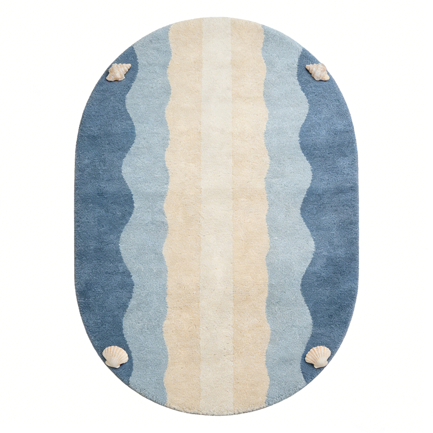 Ocean Wave Shell Oval Rug