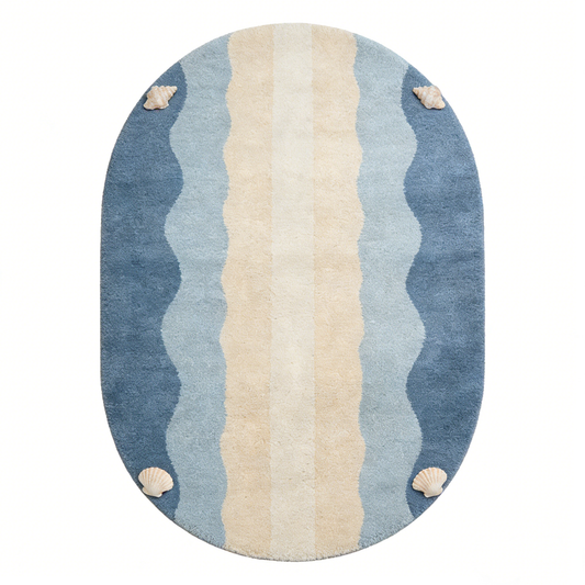 Ocean Wave Shell Oval Rug