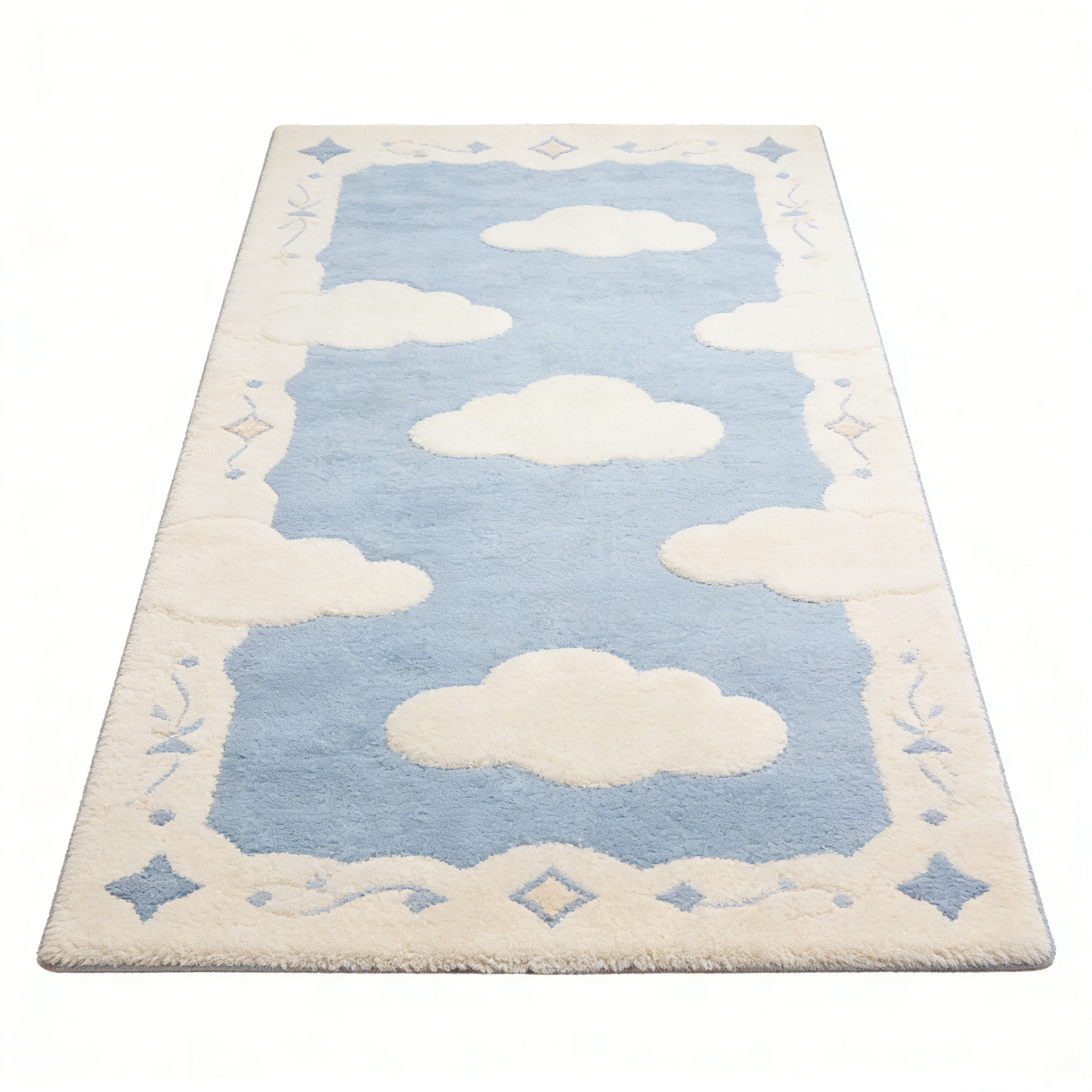 Ornate Blue Cloud Rectangle Rug