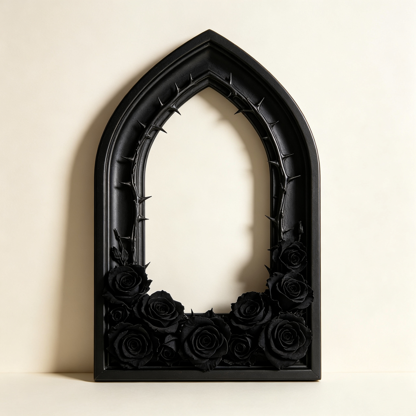 Black Gothic Arch Black Rose Photo Frame