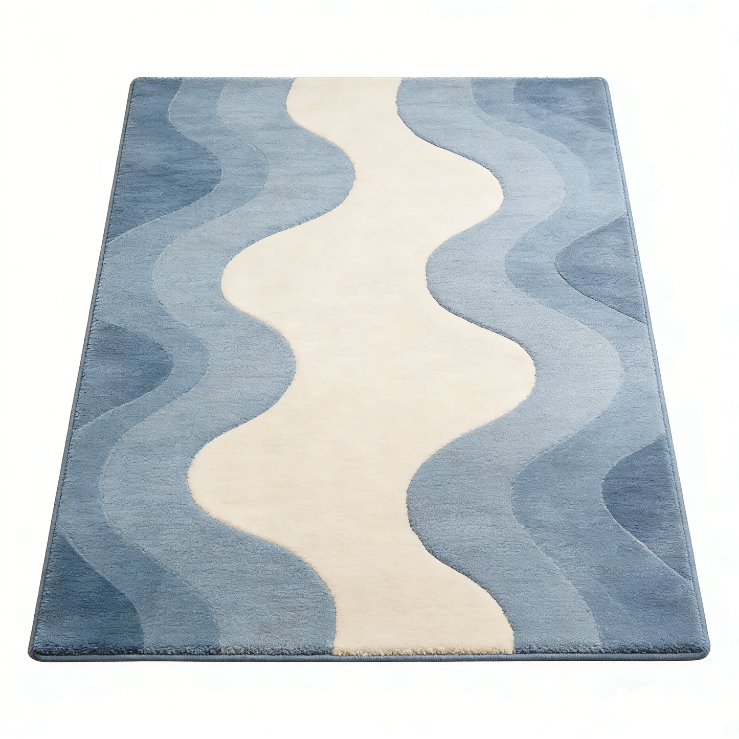 Blue Gradient Wave Rectangle Rug