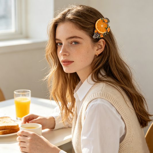 Orange Slice Flower Hair Clip