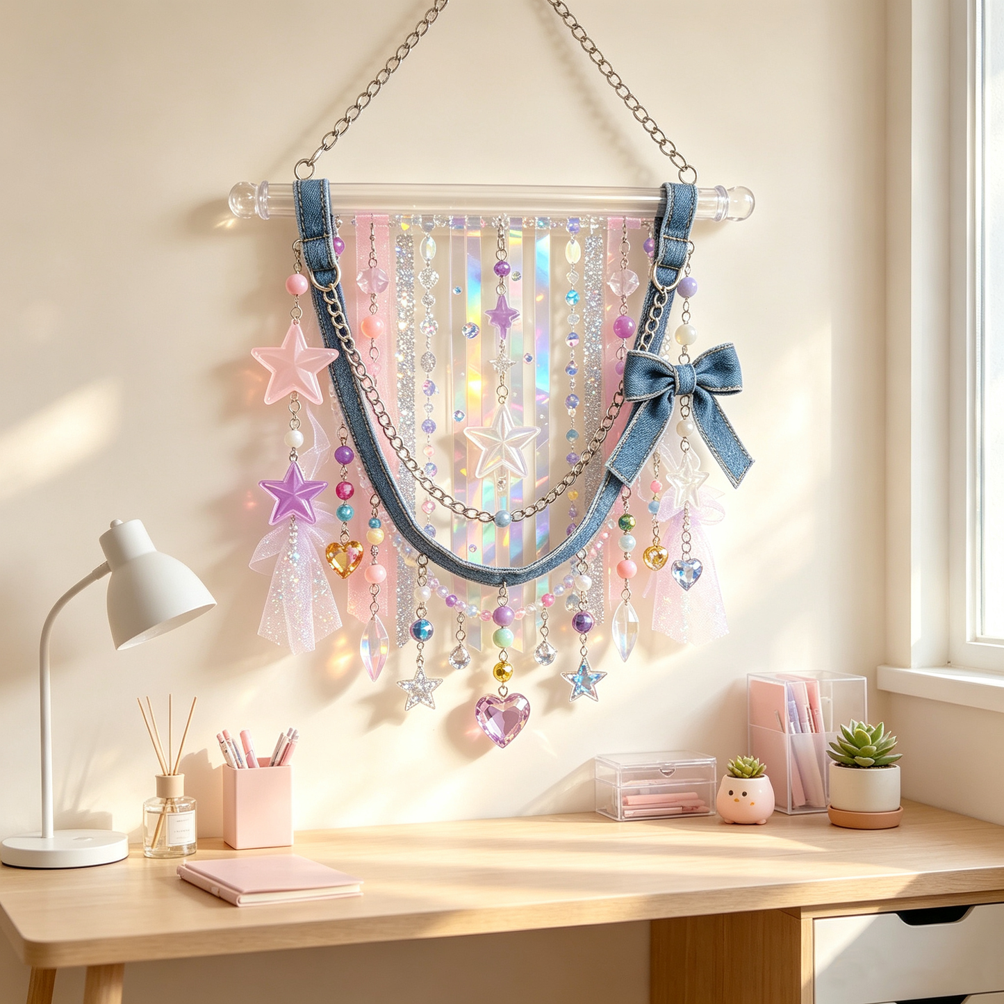 Y2K Denim Star Iridescent Wall Hanging