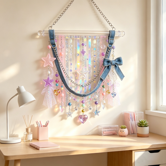 Y2K Denim Star Iridescent Wall Hanging