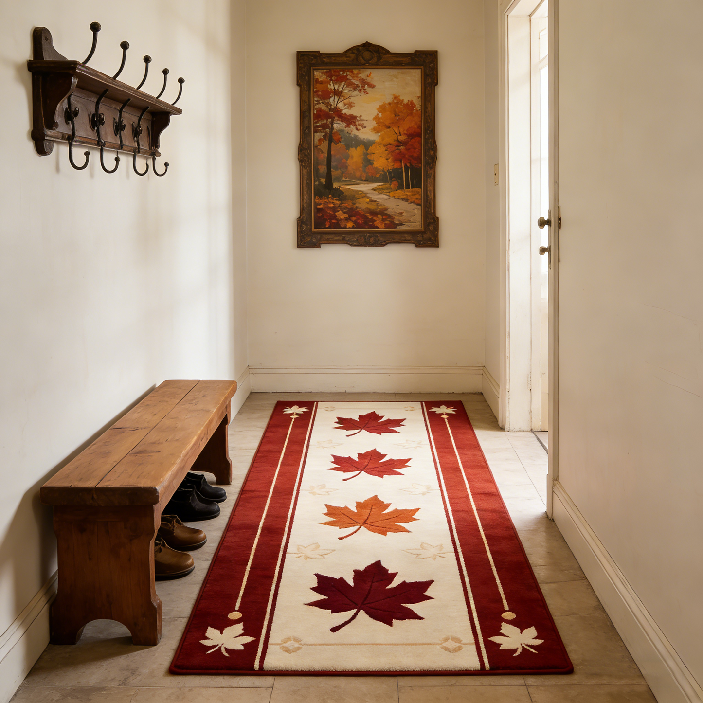 Vintage Maple Border Runner Rug