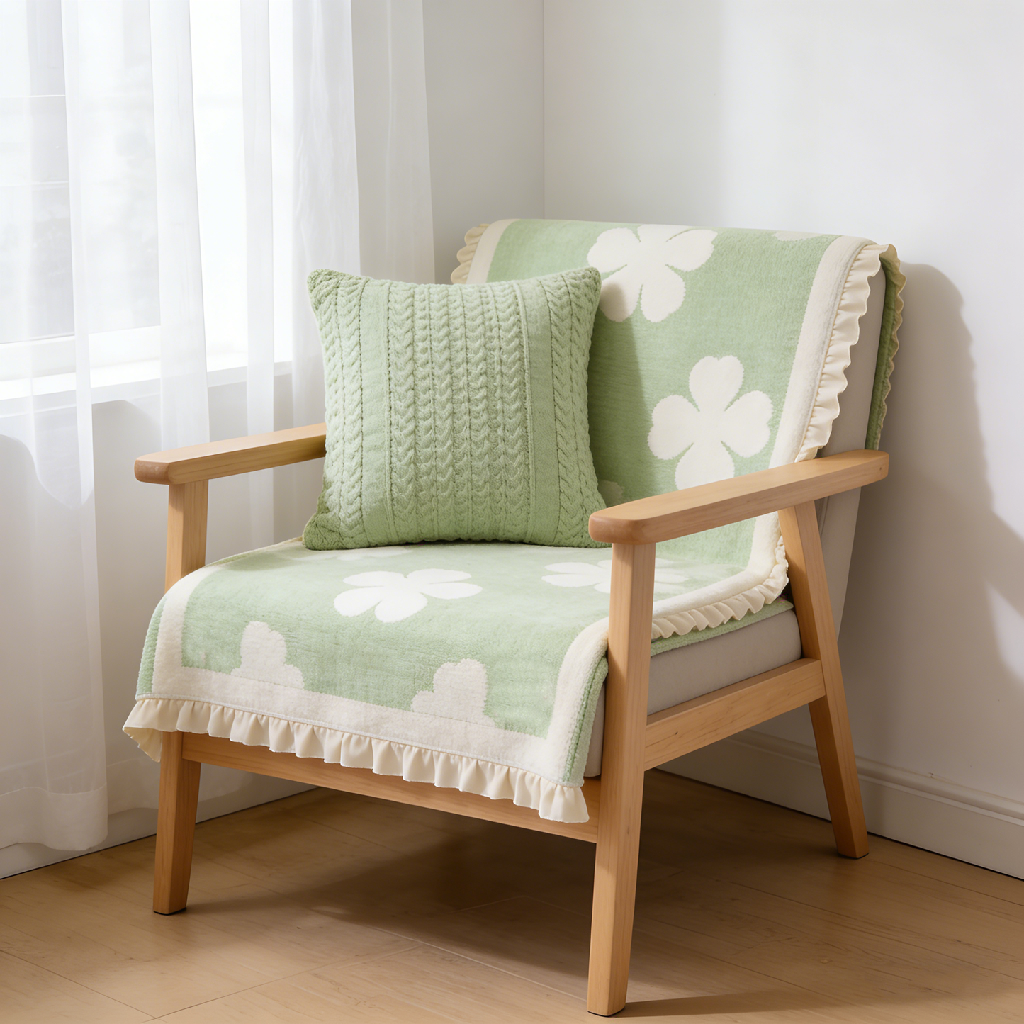 Clover Ruffle Knit Throw Blanket