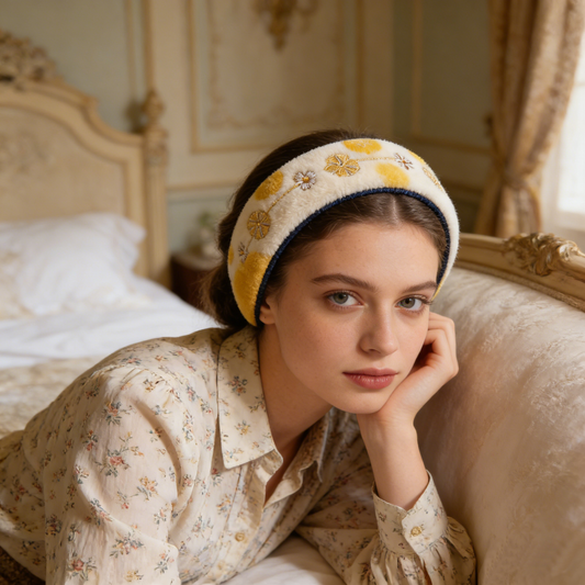 Yellow Floral Embroidered Headband