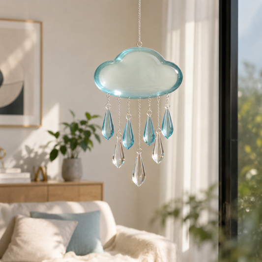 Blue Cloud Raindrop Crystal Wind Chime