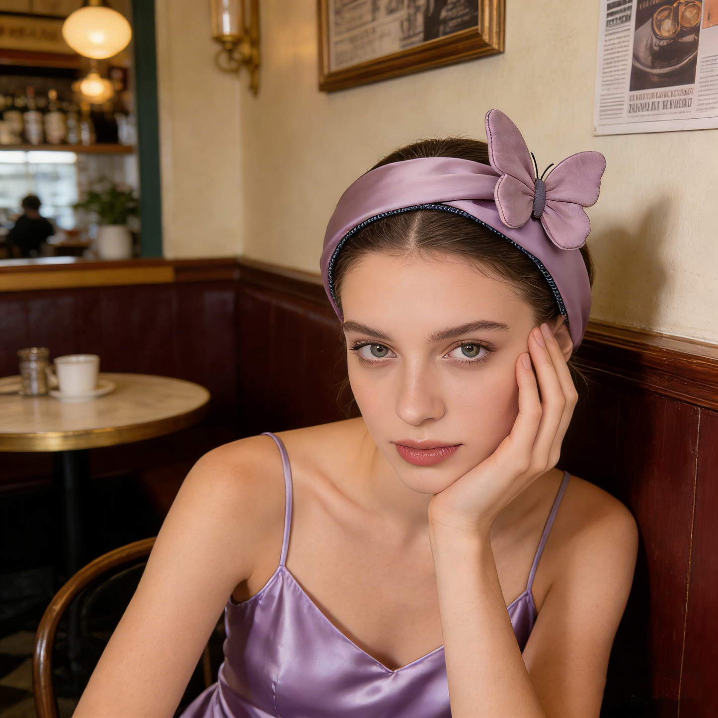 Pink Satin Butterfly Headband