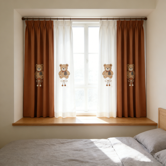 Bear Embroidery Curtain