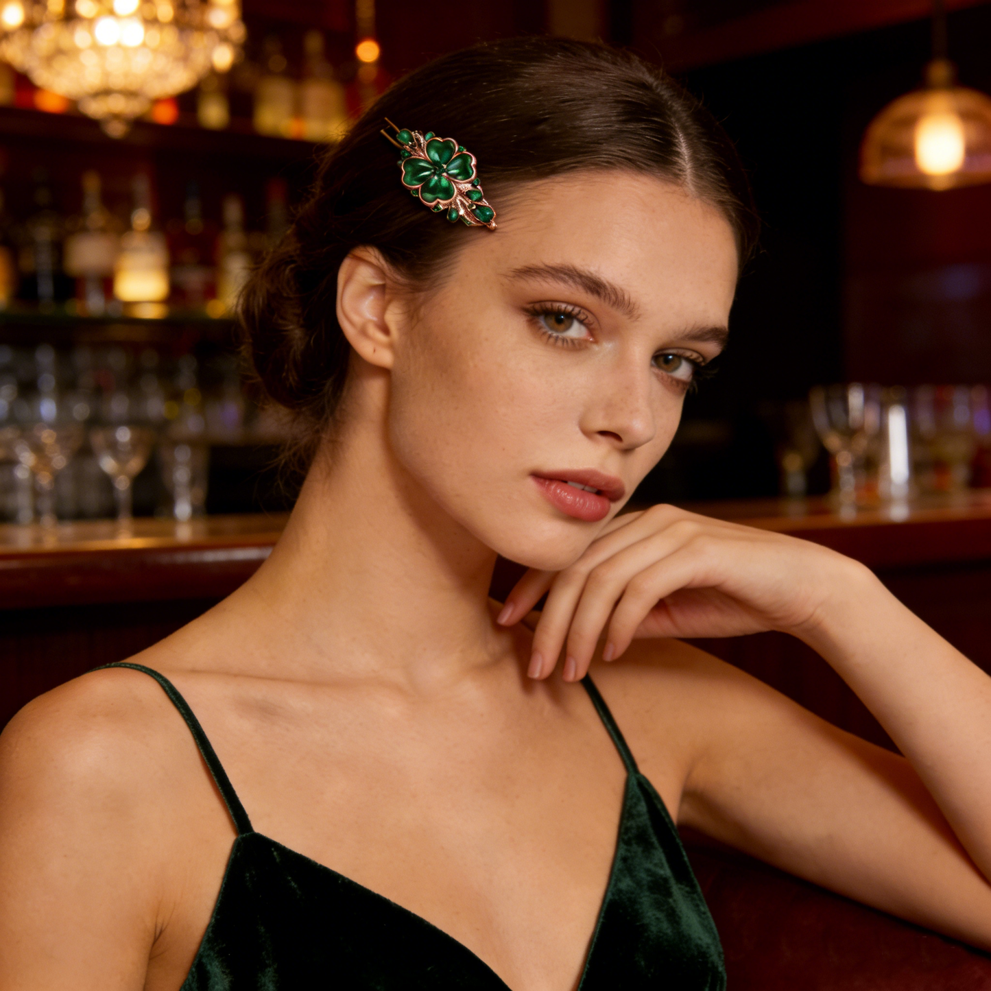 Four-Leaf Clover Green Hair Clip