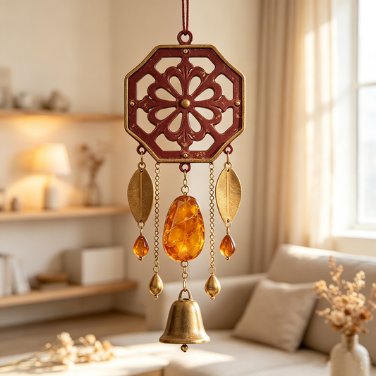 Retro Amber Floral Metal Wind Chime