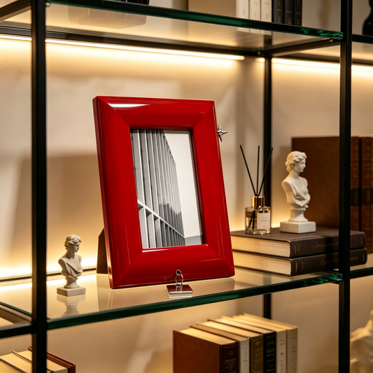 Bright Red Glossy Star‑Charm Vertical Photo Frame