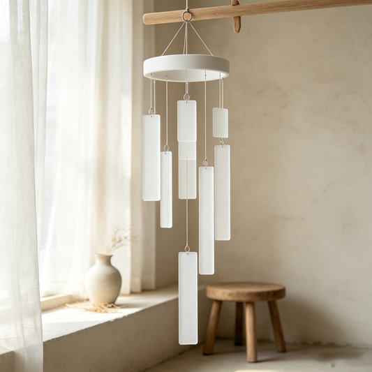 Minimal White Slat Wind Chime