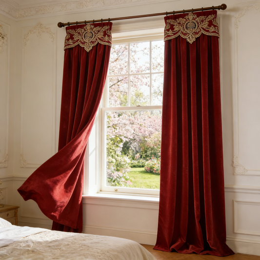 Red Velvet Ornate Curtain