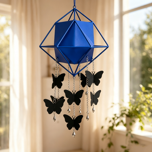 Blue Geometric Butterfly Wind Chime