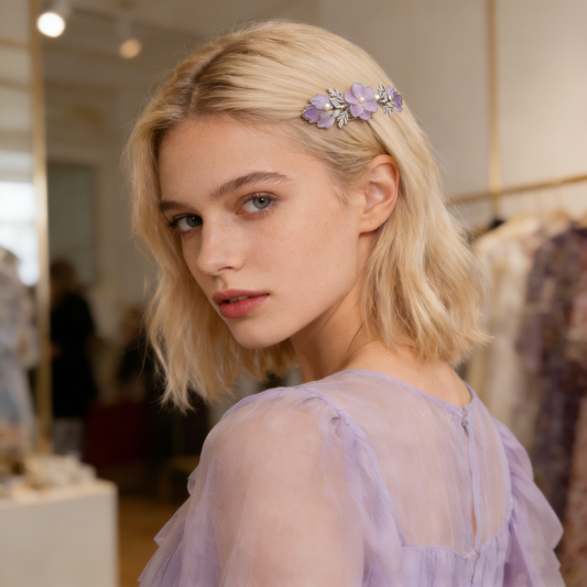 Purple Floral Branch Hair Clip