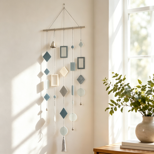 Grey Geometric Frame Bell Wall Hanging