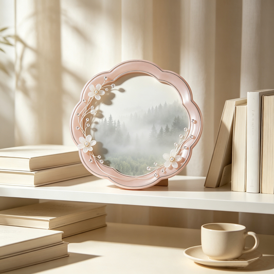 Pink Scalloped Floral Rhinestone Photo Frame