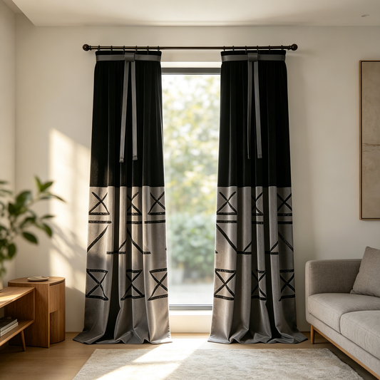 Modern Geometric Velvet Curtain