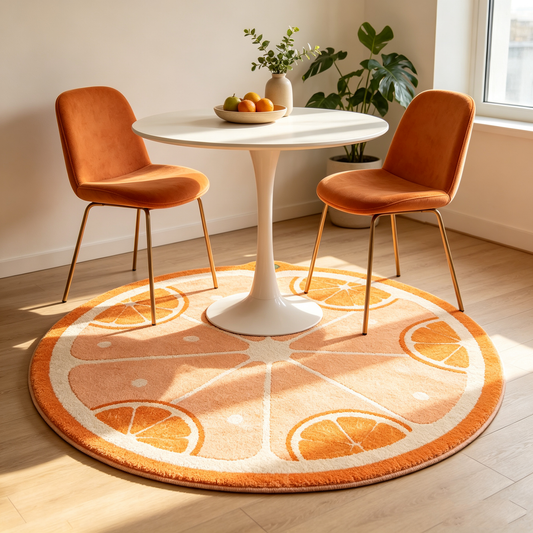Round Orange Slice Fruit Rug