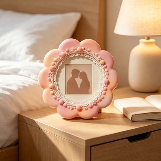 Gradient Flower‑Shaped Lace Bead Photo Frame