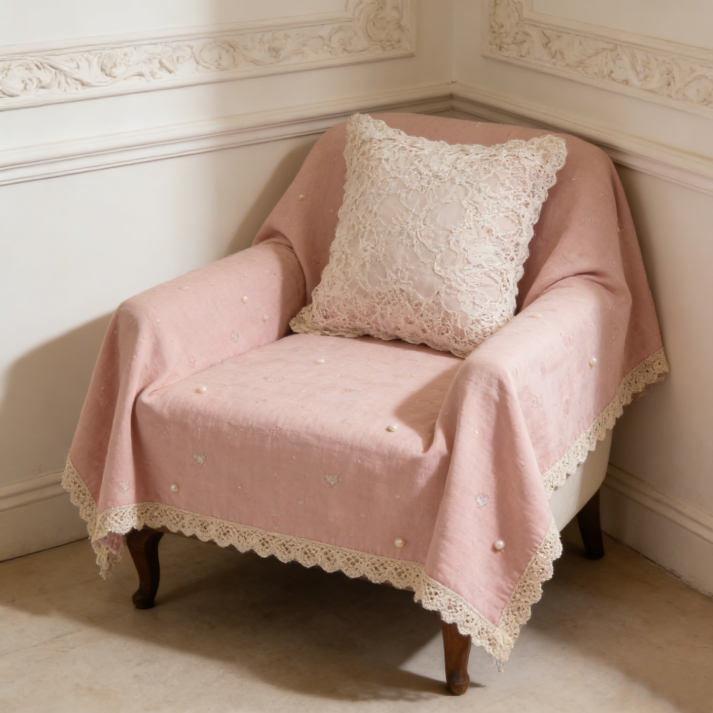 Pink Pearl Lace Throw Blanket