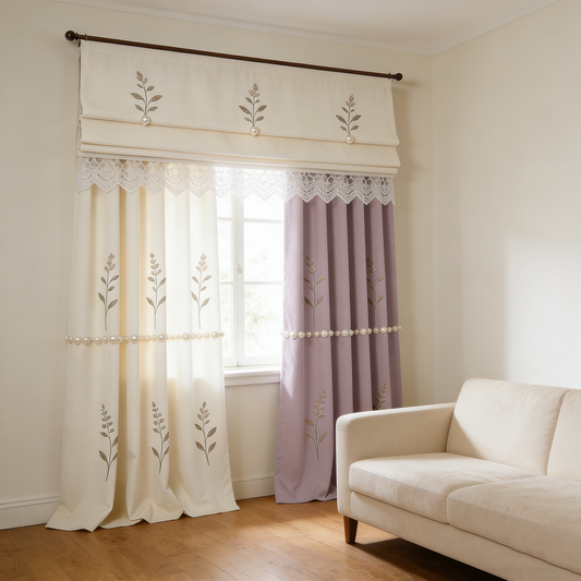 Lavender Embroidery Curtain