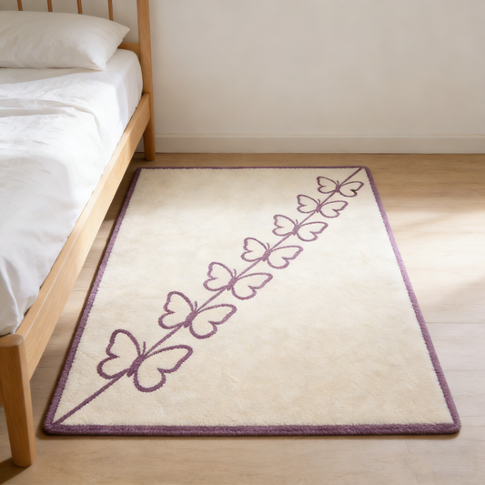 Purple Butterfly Square Rug