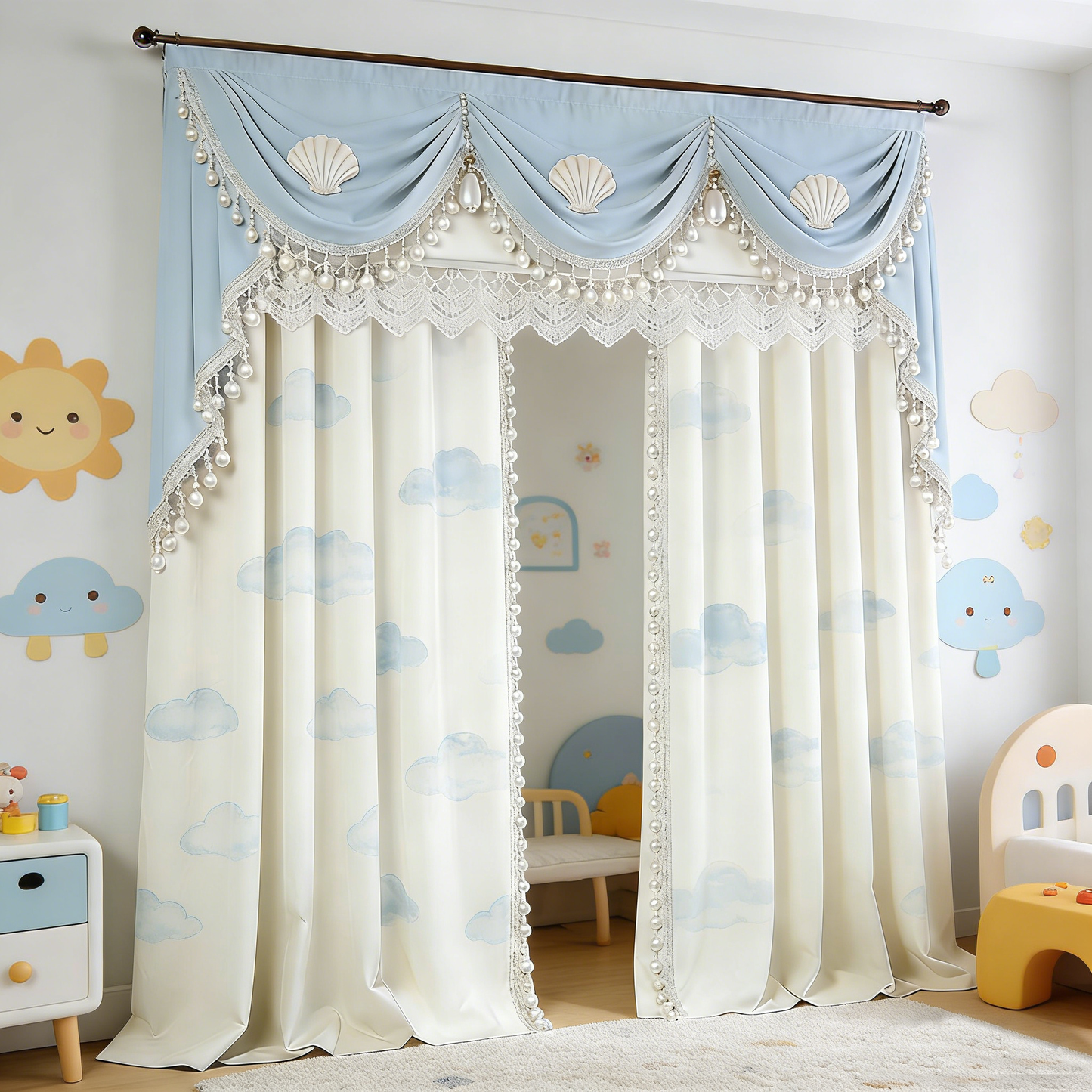 Cloud Shell Valance Curtain