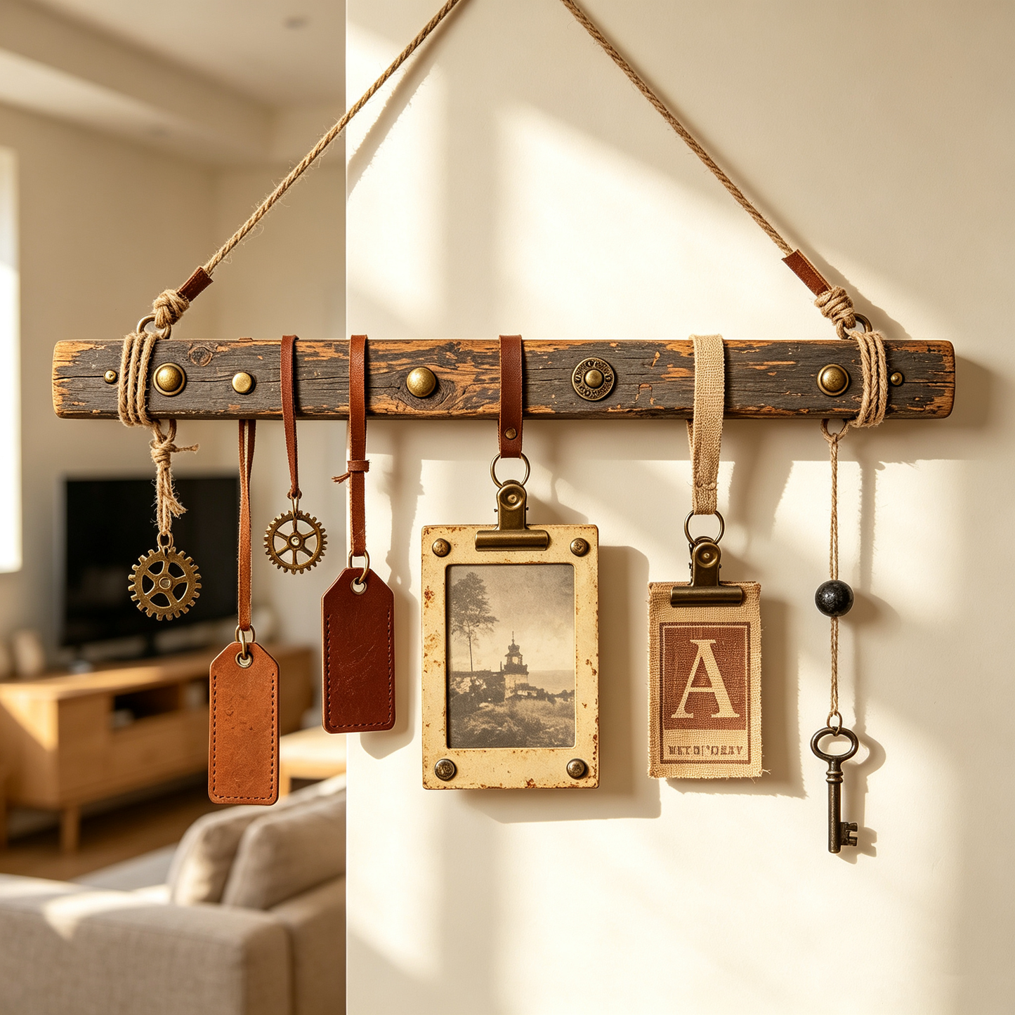 Vintage Industrial Photo Clip Wall Hanging