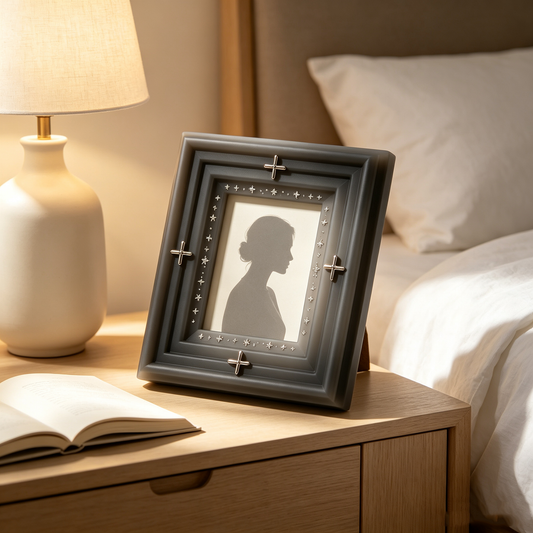 Dark Grey Cross Star Rhinestone Photo Frame