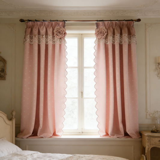 Pink Rose Scallop Curtain