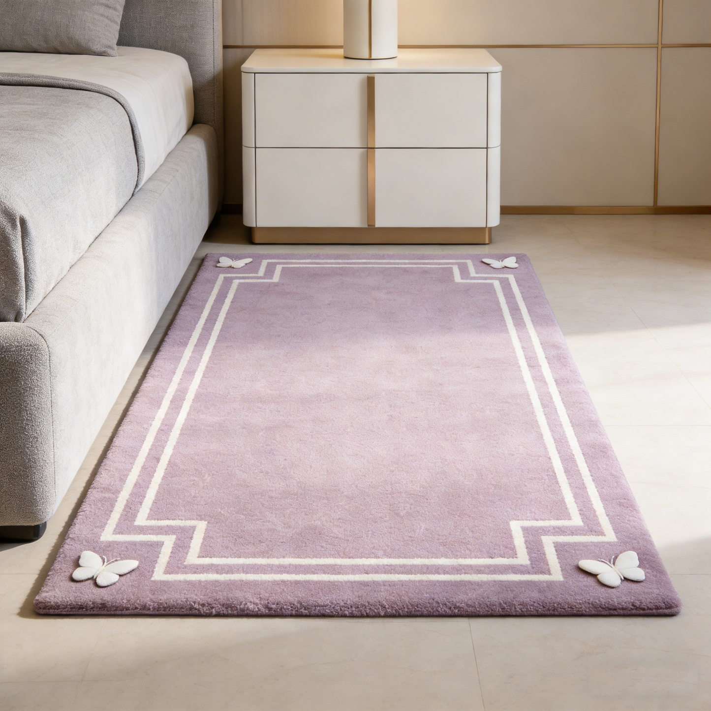 Lavender Butterfly Border Rug