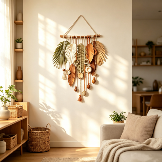 Tropical Palm Leaf Wooden Wall Hanging