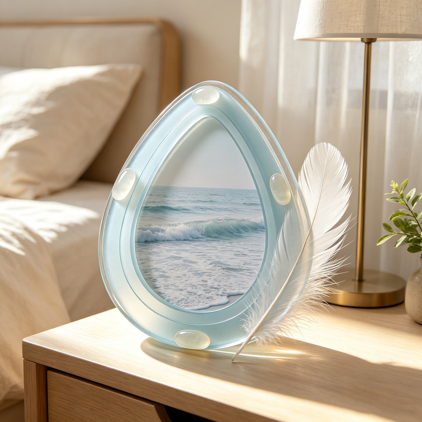 Light Blue Teardrop Acrylic Jade Photo Frame
