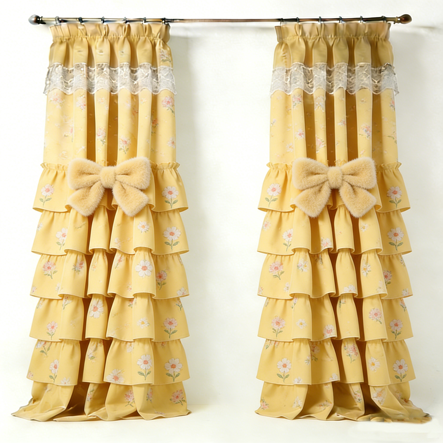 Yellow Floral Bow Curtain